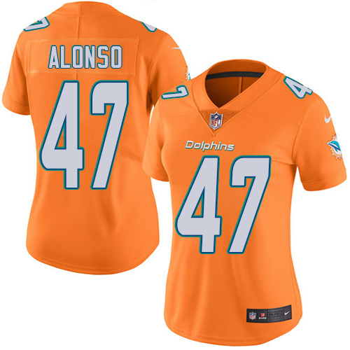 Women's Limited Kiko Alonso Nike Jersey Orange - #47 Rush NFL Miami Dolphins